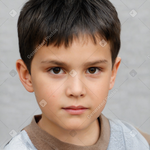 Neutral white child male with short  brown hair and brown eyes