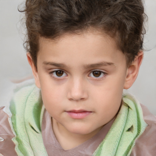 Neutral white child male with short  brown hair and brown eyes