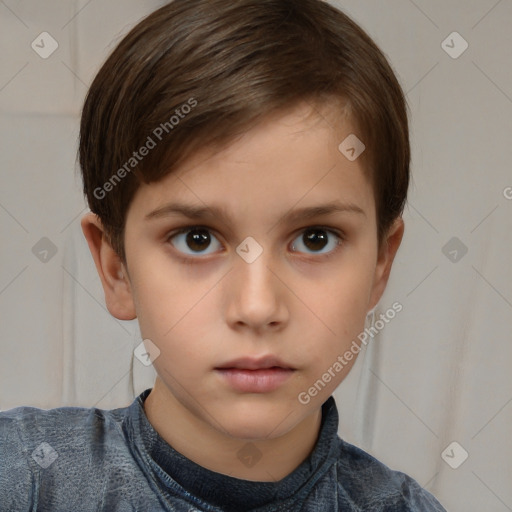 Neutral white child female with short  brown hair and brown eyes