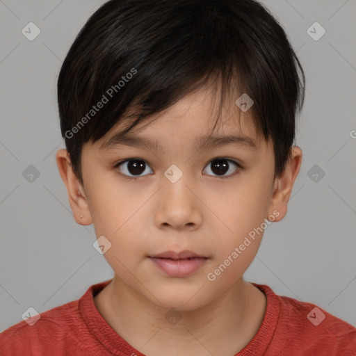 Neutral white child male with short  brown hair and brown eyes