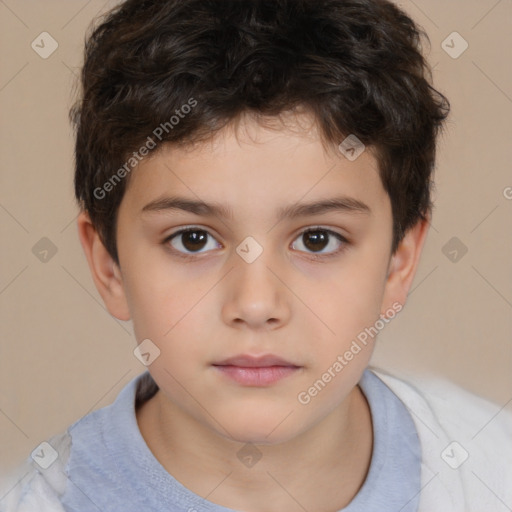 Neutral white child male with short  brown hair and brown eyes