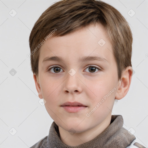 Neutral white child male with short  brown hair and grey eyes