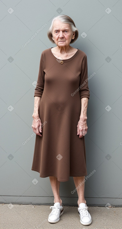 Caucasian elderly girl with  brown hair