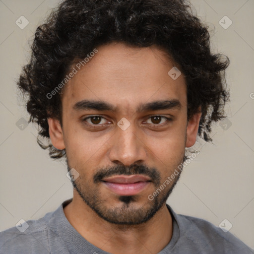 Neutral latino young-adult male with short  brown hair and brown eyes