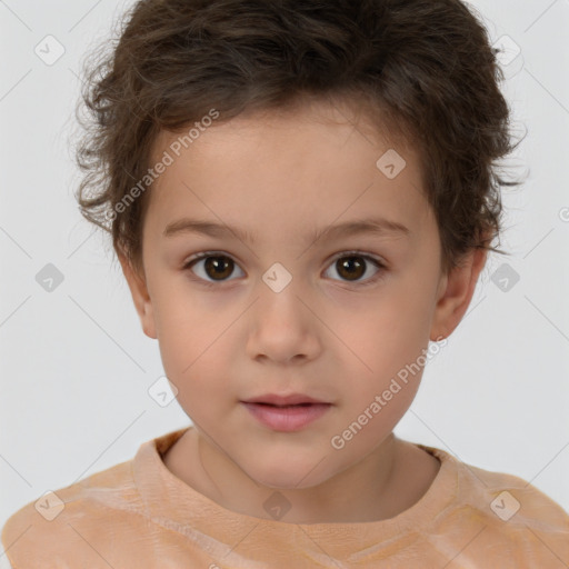 Neutral white child female with short  brown hair and brown eyes