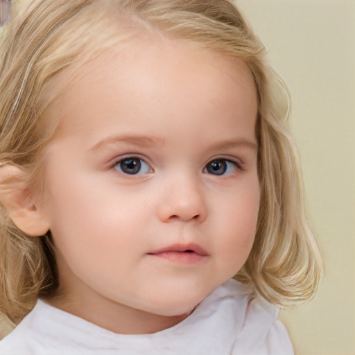 Neutral white child female with medium  blond hair and brown eyes