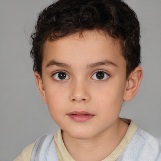 Neutral white child male with short  brown hair and brown eyes