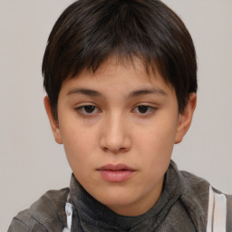 Neutral white child female with short  brown hair and brown eyes