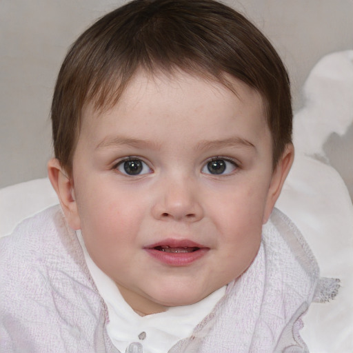 Neutral white child female with short  brown hair and brown eyes