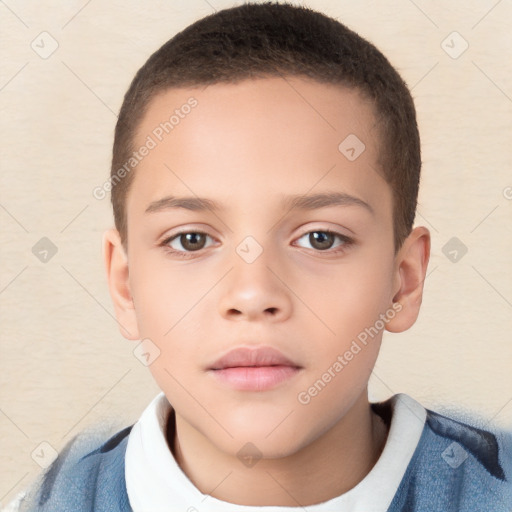 Neutral white child male with short  brown hair and brown eyes