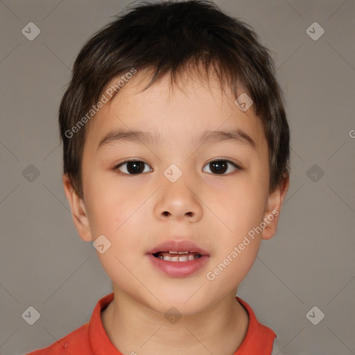Neutral white child male with short  brown hair and brown eyes
