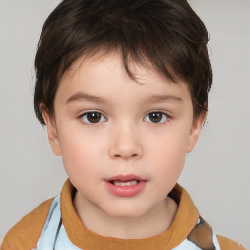 Neutral white child female with short  brown hair and brown eyes