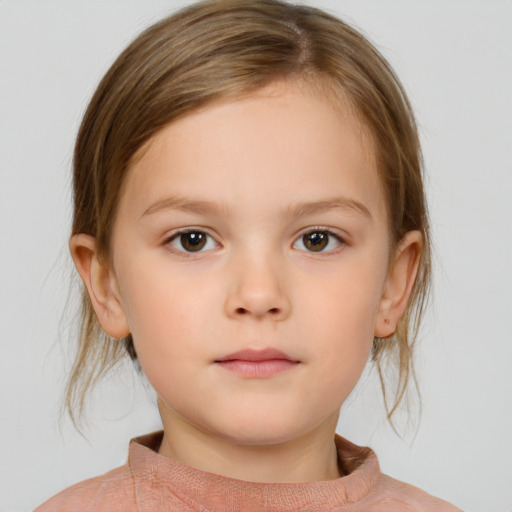 Neutral white child female with medium  brown hair and brown eyes