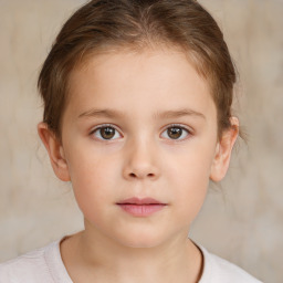 Neutral white child female with short  brown hair and brown eyes