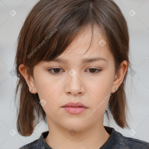 Neutral white child female with medium  brown hair and brown eyes