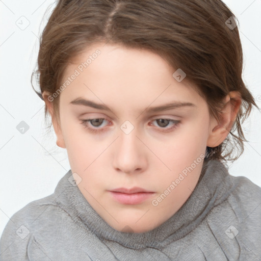 Neutral white child female with medium  brown hair and brown eyes