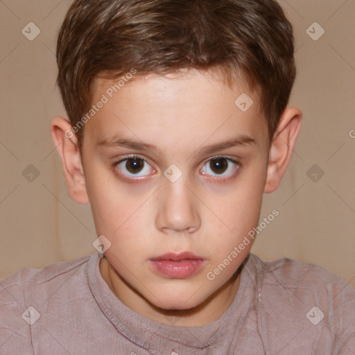 Neutral white child male with short  brown hair and brown eyes