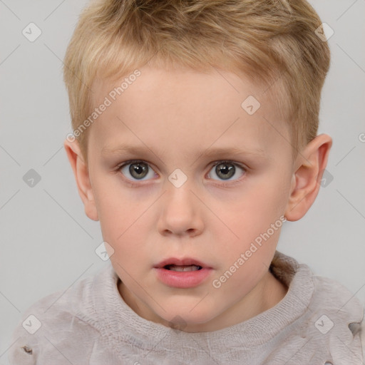 Neutral white child male with short  brown hair and brown eyes