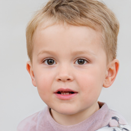 Neutral white child male with short  brown hair and brown eyes