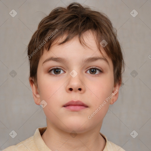 Neutral white child male with short  brown hair and brown eyes