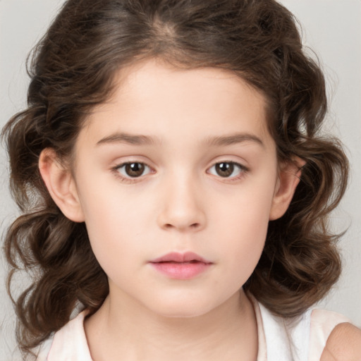 Neutral white child female with medium  brown hair and brown eyes