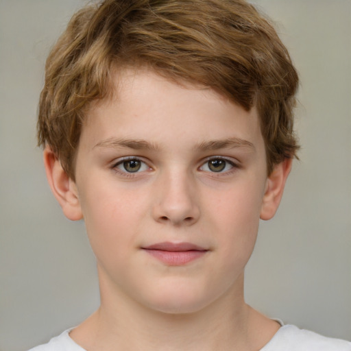 Neutral white child male with short  brown hair and brown eyes