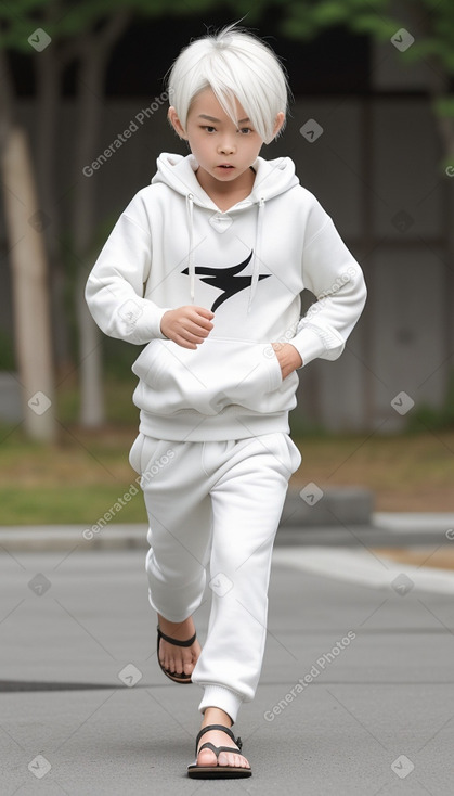 Japanese child boy with  white hair