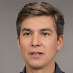 Neutral white adult male with short  brown hair and brown eyes