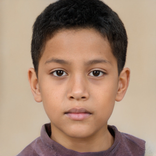 Neutral latino child male with short  brown hair and brown eyes