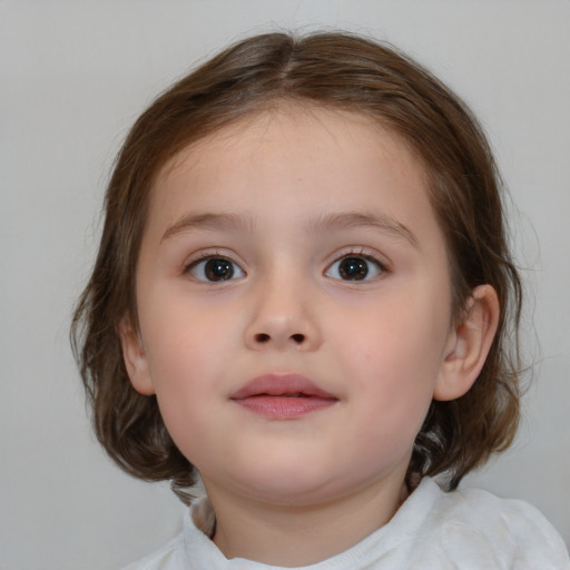 Neutral white child female with medium  brown hair and brown eyes