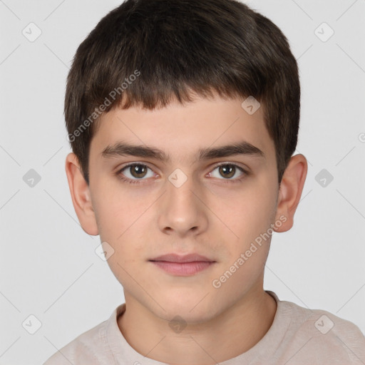 Neutral white child male with short  brown hair and brown eyes