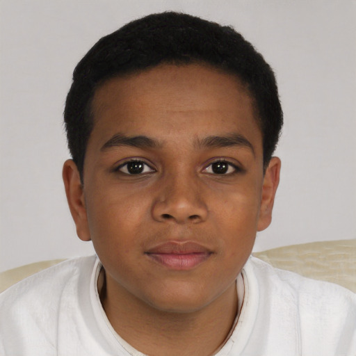 Neutral black young-adult male with short  brown hair and brown eyes