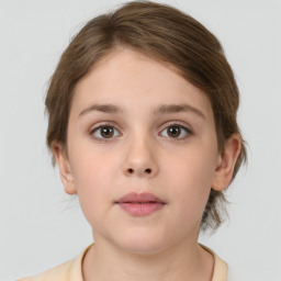 Neutral white child female with medium  brown hair and brown eyes