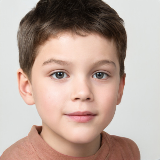 Neutral white child male with short  brown hair and brown eyes