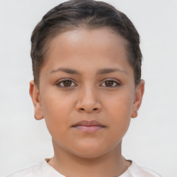 Neutral white young-adult female with short  brown hair and brown eyes