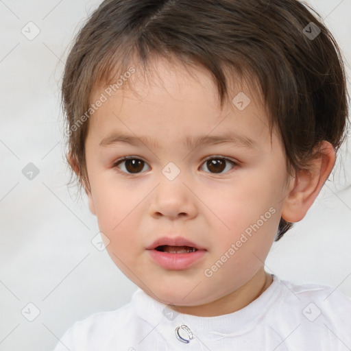 Neutral white child male with medium  brown hair and brown eyes