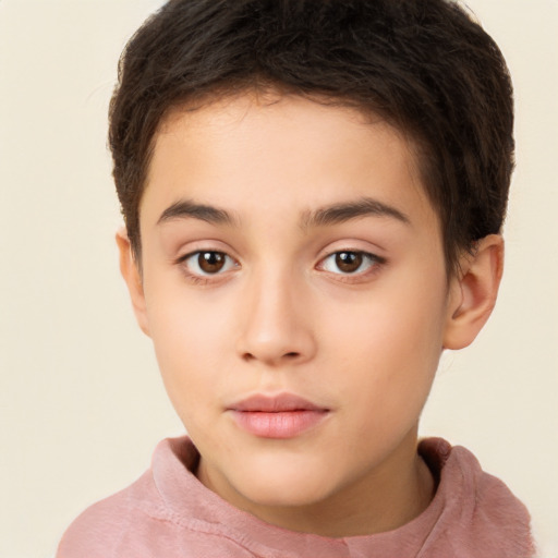 Neutral white child male with short  brown hair and brown eyes