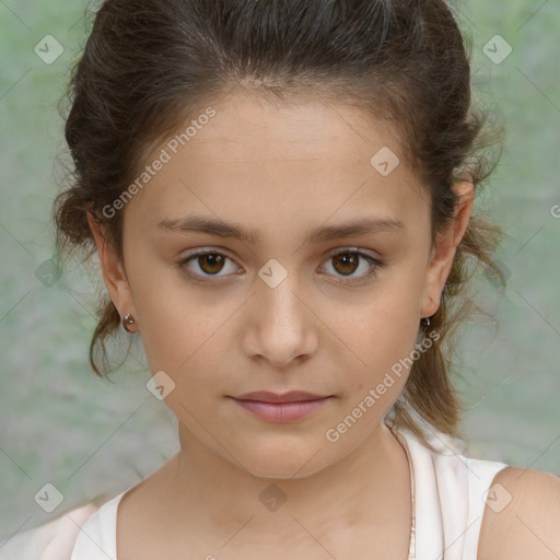 Neutral white child female with medium  brown hair and brown eyes