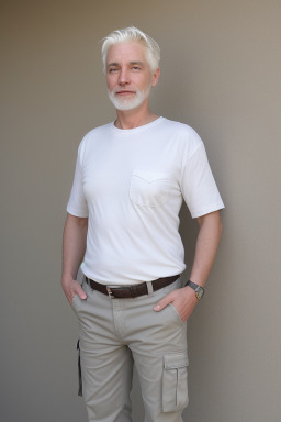 Caucasian 45 years male with  white hair