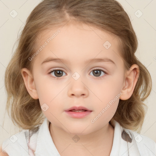 Neutral white child female with medium  brown hair and brown eyes