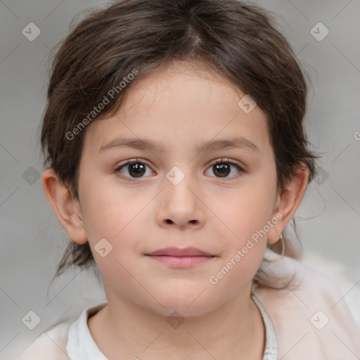 Neutral white child female with medium  brown hair and brown eyes