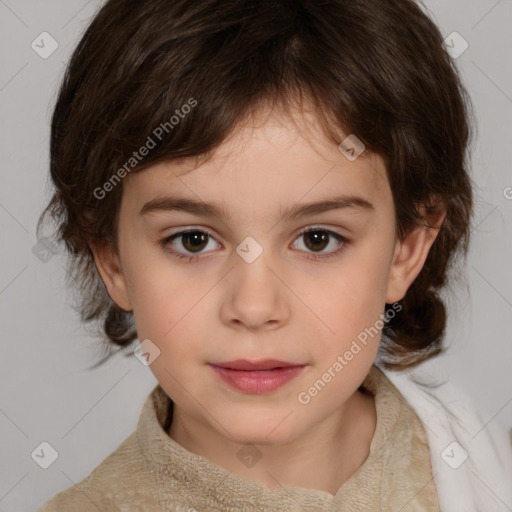 Neutral white child female with medium  brown hair and brown eyes