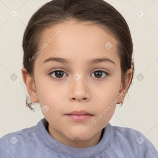 Neutral white child female with medium  brown hair and brown eyes