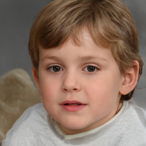 Neutral white child male with short  brown hair and blue eyes