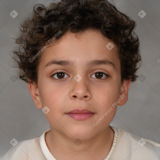 Neutral white child male with short  brown hair and brown eyes