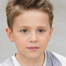 Neutral white child male with short  brown hair and brown eyes