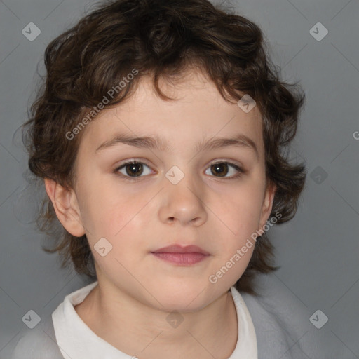 Neutral white child female with medium  brown hair and brown eyes