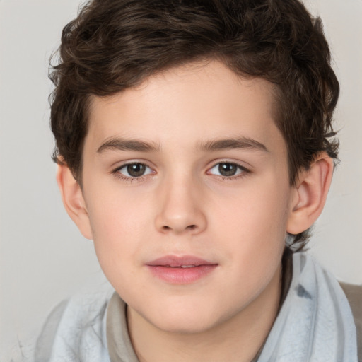 Neutral white child male with short  brown hair and brown eyes