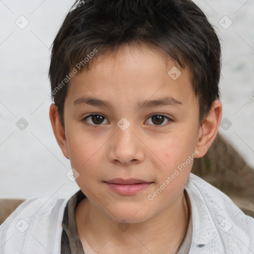 Neutral white child male with short  brown hair and brown eyes