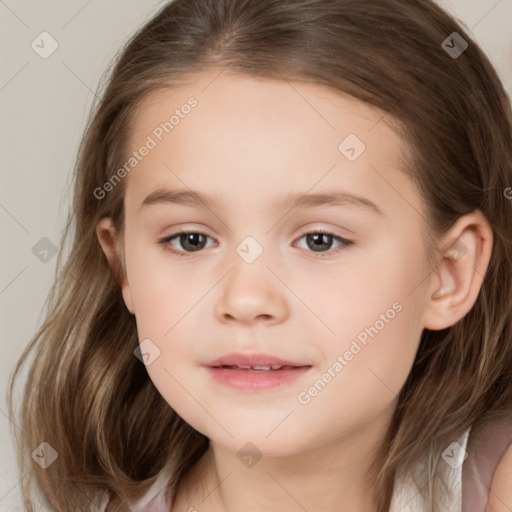 Neutral white child female with medium  brown hair and brown eyes